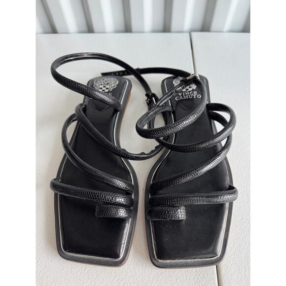 Vince Camuto Black Ankle Wrap Square Toe Sandals 8 - Picture 3 of 6